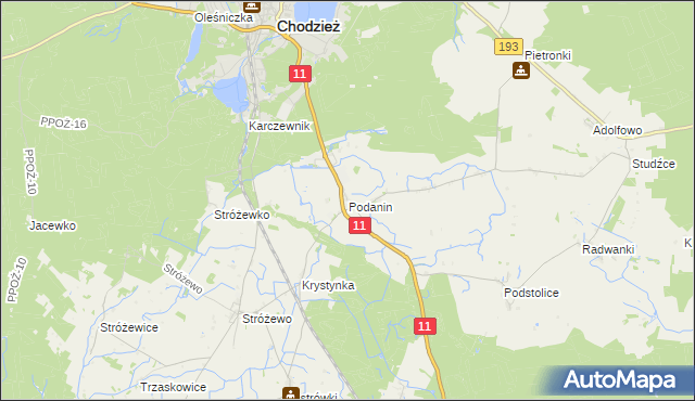 mapa Podanin, Podanin na mapie Targeo
