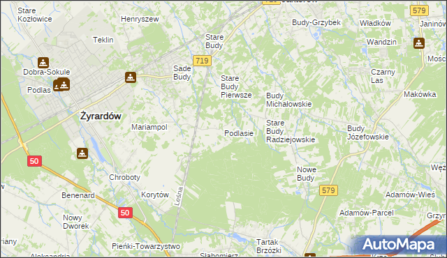 mapa Podlasie gmina Radziejowice, Podlasie gmina Radziejowice na mapie Targeo