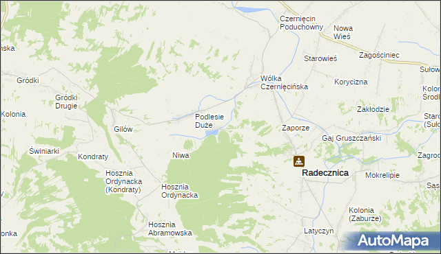 mapa Podlesie Małe gmina Radecznica, Podlesie Małe gmina Radecznica na mapie Targeo