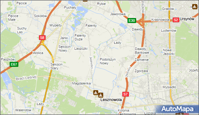 mapa Podolszyn Nowy, Podolszyn Nowy na mapie Targeo