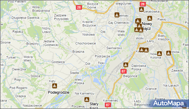 mapa Podrzecze gmina Podegrodzie, Podrzecze gmina Podegrodzie na mapie Targeo