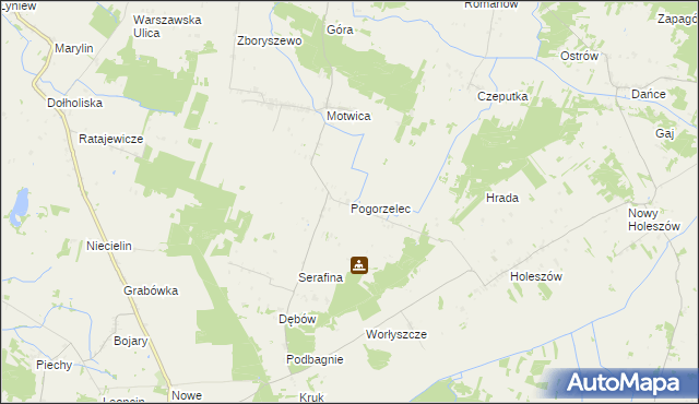 mapa Pogorzelec gmina Sosnówka, Pogorzelec gmina Sosnówka na mapie Targeo