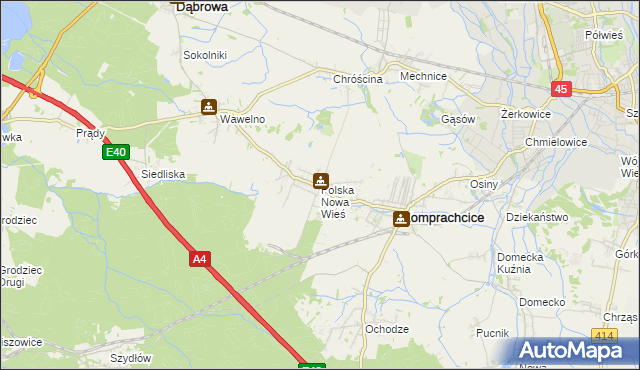 mapa Polska Nowa Wieś, Polska Nowa Wieś na mapie Targeo
