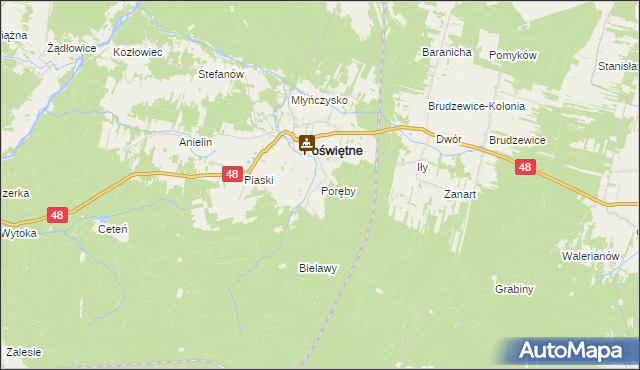 mapa Poręby gmina Poświętne, Poręby gmina Poświętne na mapie Targeo