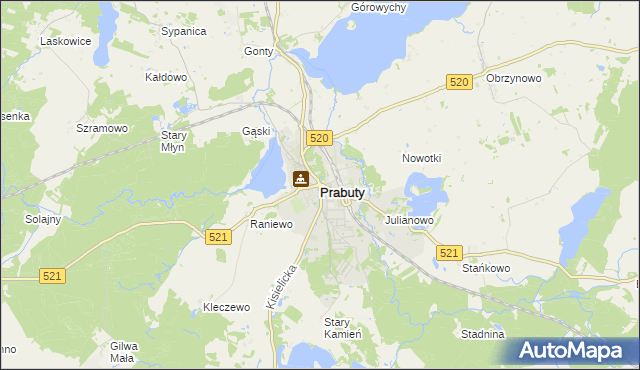 mapa Prabuty powiat kwidzyński, Prabuty powiat kwidzyński na mapie Targeo
