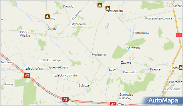 mapa Próchenki, Próchenki na mapie Targeo