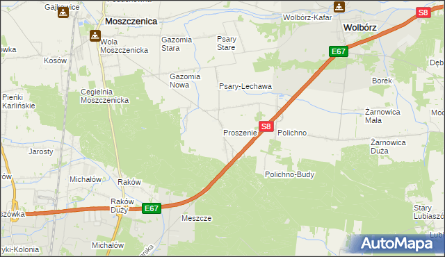 mapa Proszenie, Proszenie na mapie Targeo