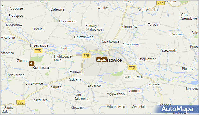 mapa Proszowice, Proszowice na mapie Targeo