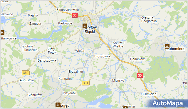 mapa Proszówka, Proszówka na mapie Targeo