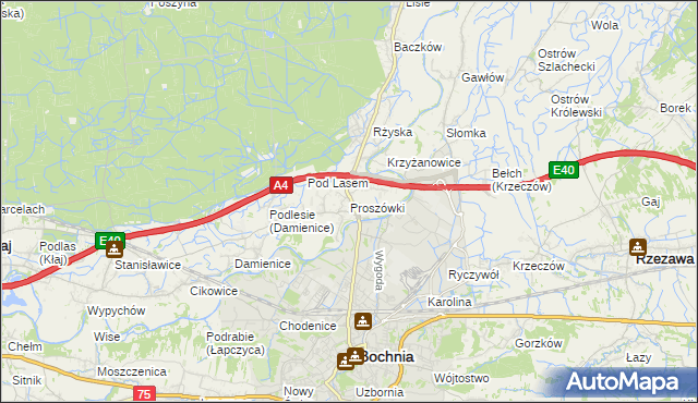 mapa Proszówki, Proszówki na mapie Targeo
