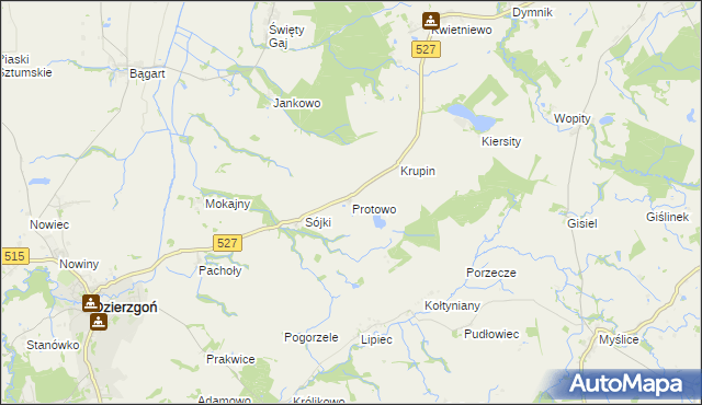 mapa Protowo, Protowo na mapie Targeo