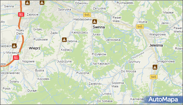 mapa Przyłęków, Przyłęków na mapie Targeo