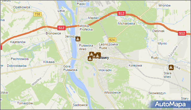 mapa Puław, Puławy na mapie Targeo