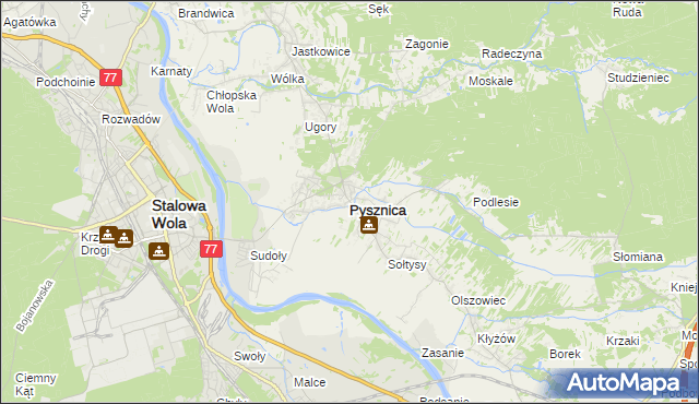 mapa Pysznica, Pysznica na mapie Targeo