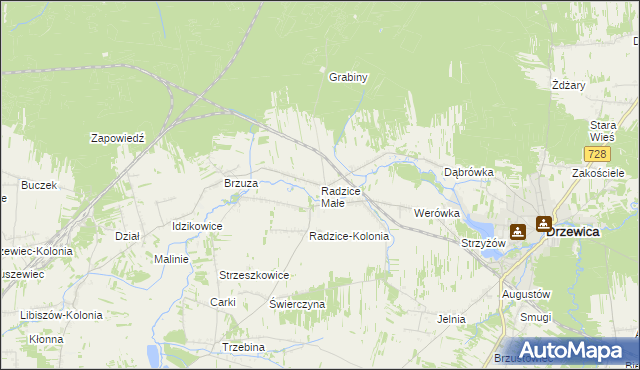 mapa Radzice Małe, Radzice Małe na mapie Targeo