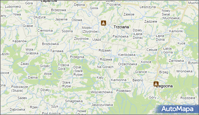 mapa Rdzawa, Rdzawa na mapie Targeo