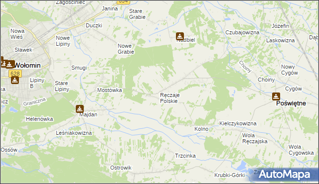 mapa Ręczaje Polskie, Ręczaje Polskie na mapie Targeo
