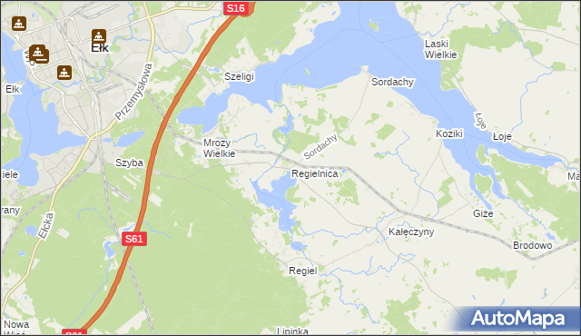 mapa Regielnica, Regielnica na mapie Targeo
