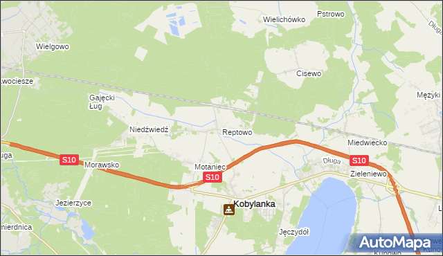 mapa Reptowo gmina Kobylanka, Reptowo gmina Kobylanka na mapie Targeo