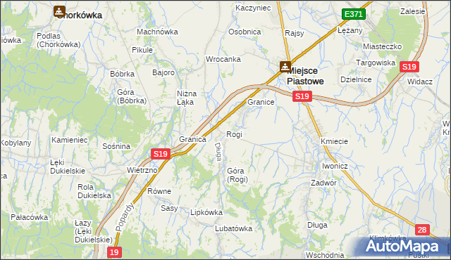 mapa Rogi gmina Miejsce Piastowe, Rogi gmina Miejsce Piastowe na mapie Targeo