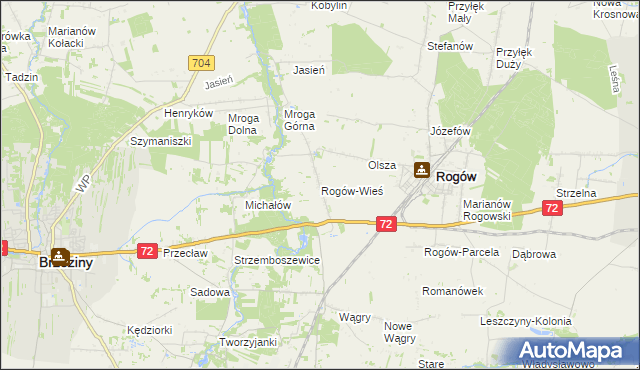 mapa Rogów-Wieś, Rogów-Wieś na mapie Targeo
