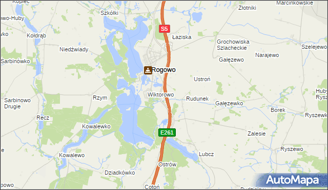 mapa Rogówko gmina Rogowo, Rogówko gmina Rogowo na mapie Targeo