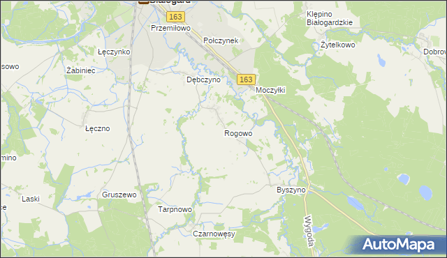 mapa Rogowo gmina Białogard, Rogowo gmina Białogard na mapie Targeo