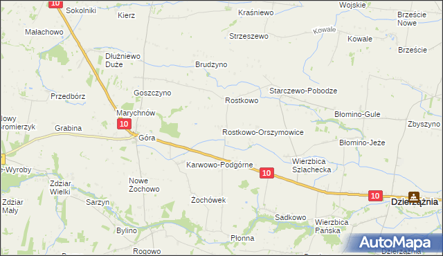 mapa Rostkowo-Orszymowice, Rostkowo-Orszymowice na mapie Targeo