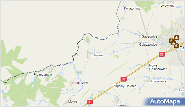 mapa Równe gmina Głubczyce, Równe gmina Głubczyce na mapie Targeo