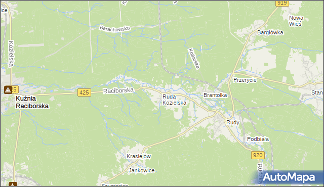 mapa Ruda Kozielska, Ruda Kozielska na mapie Targeo