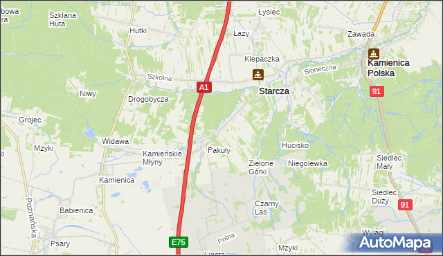 mapa Rudnik Mały gmina Starcza, Rudnik Mały gmina Starcza na mapie Targeo