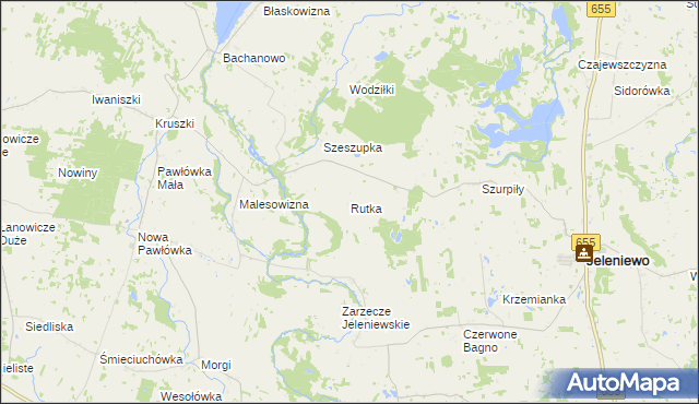 mapa Rutka gmina Jeleniewo, Rutka gmina Jeleniewo na mapie Targeo