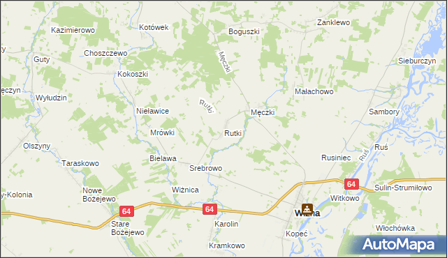 mapa Rutki gmina Wizna, Rutki gmina Wizna na mapie Targeo