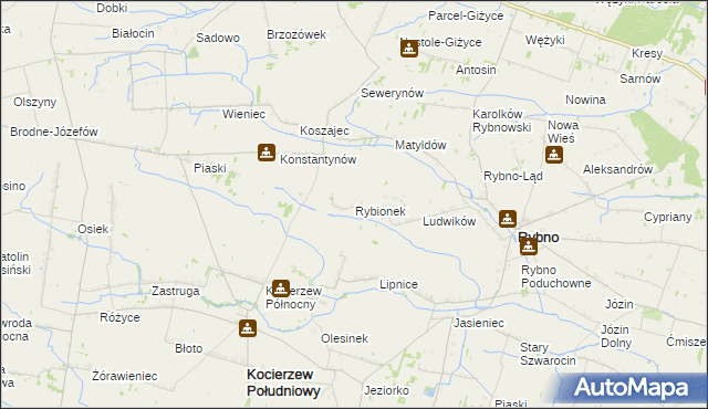 mapa Rybionek, Rybionek na mapie Targeo