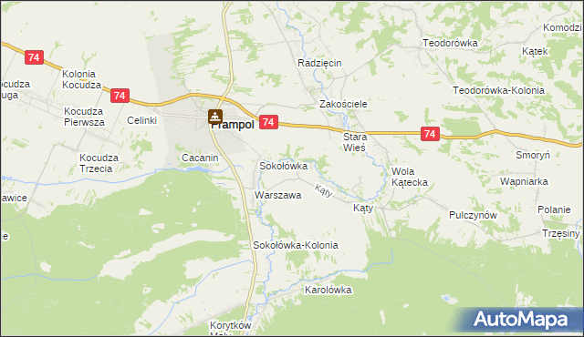 mapa Rzeczyce gmina Frampol, Rzeczyce gmina Frampol na mapie Targeo