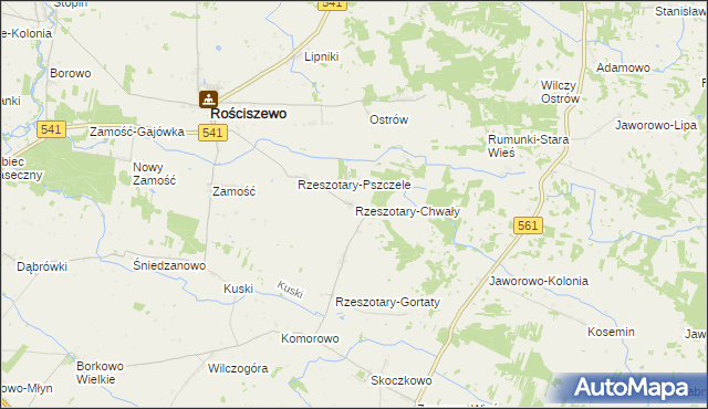 mapa Rzeszotary-Chwały, Rzeszotary-Chwały na mapie Targeo