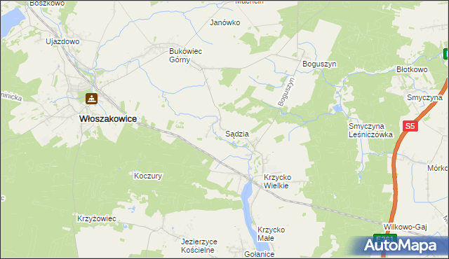 mapa Sądzia, Sądzia na mapie Targeo