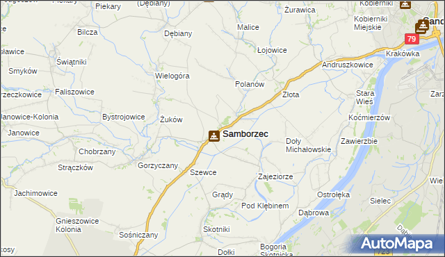 mapa Samborzec, Samborzec na mapie Targeo