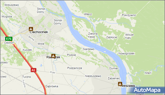 mapa Siarzewo, Siarzewo na mapie Targeo