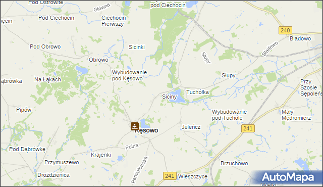 mapa Siciny gmina Kęsowo, Siciny gmina Kęsowo na mapie Targeo