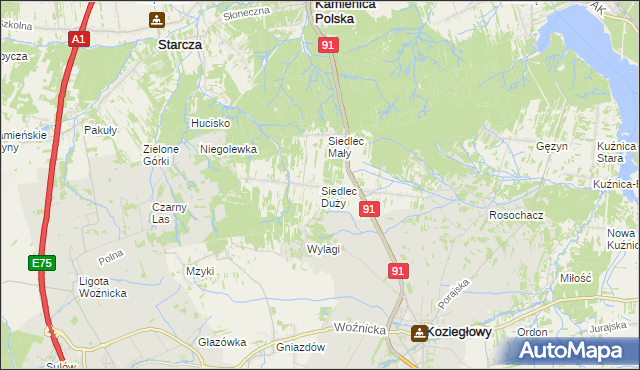 mapa Siedlec Duży, Siedlec Duży na mapie Targeo