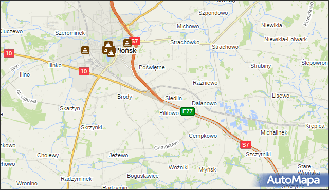 mapa Siedlin, Siedlin na mapie Targeo