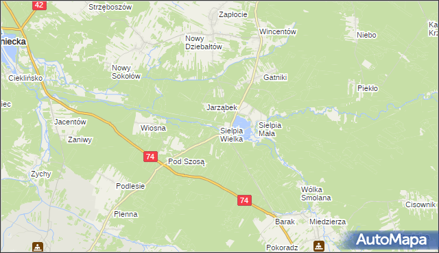 mapa Sielpia Wielka, Sielpia Wielka na mapie Targeo