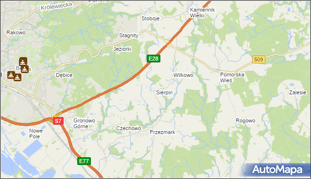 mapa Sierpin, Sierpin na mapie Targeo