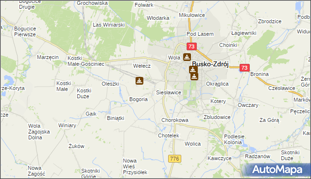 mapa Siesławice, Siesławice na mapie Targeo