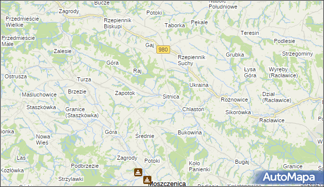 mapa Sitnica gmina Biecz, Sitnica gmina Biecz na mapie Targeo