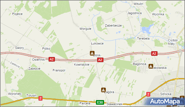mapa Sitnik gmina Biała Podlaska, Sitnik gmina Biała Podlaska na mapie Targeo
