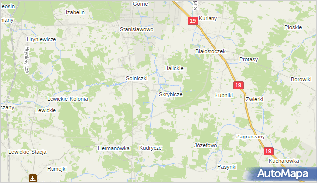mapa Skrybicze, Skrybicze na mapie Targeo