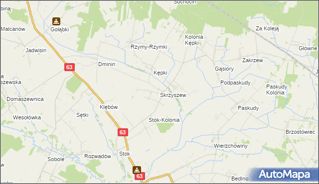 mapa Skrzyszew, Skrzyszew na mapie Targeo