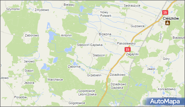mapa Słabocin, Słabocin na mapie Targeo